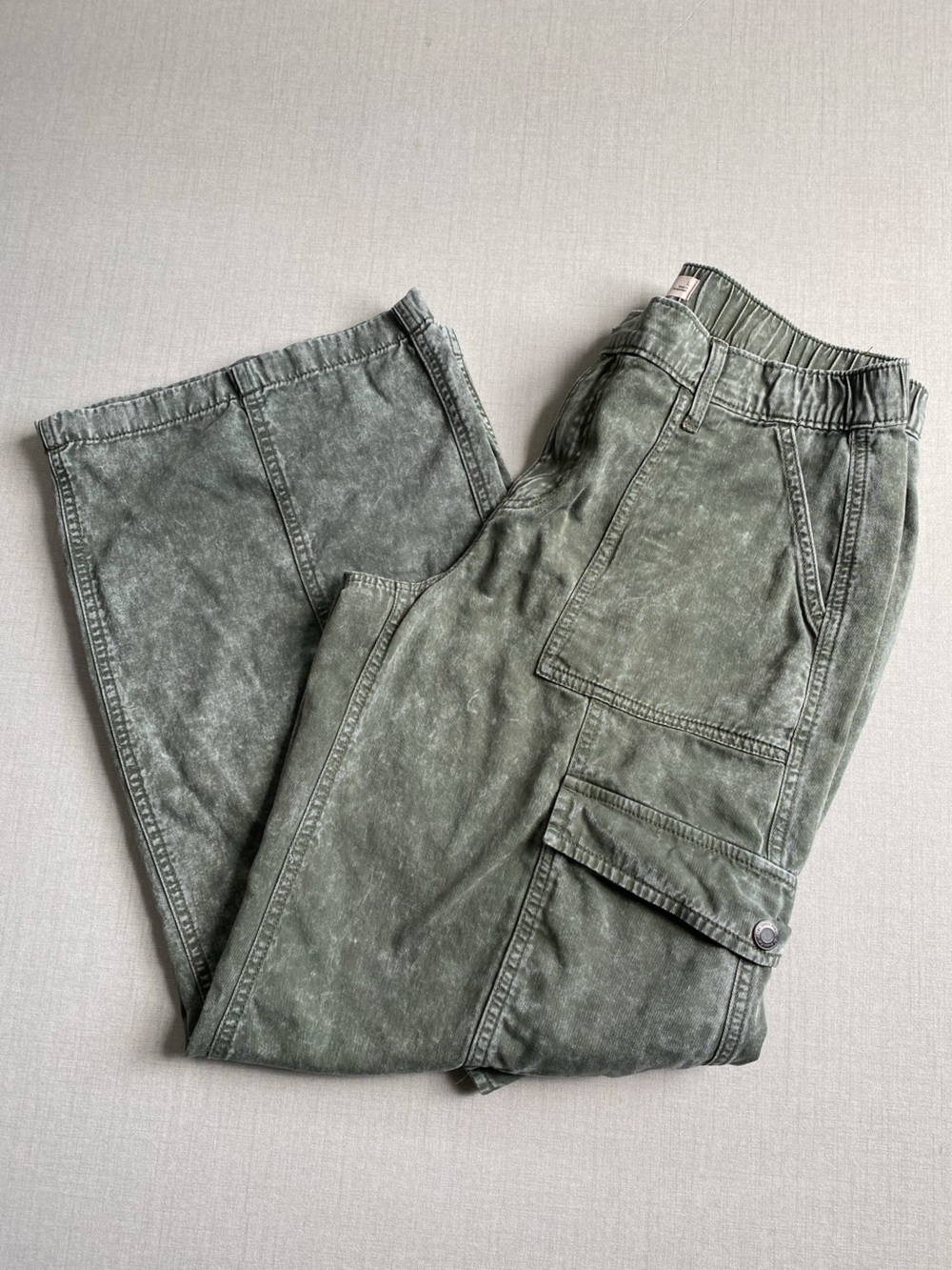 SO Olive Green Cargo Wide Leg Pants 100% Cotton Size L - Picture 9 of 10